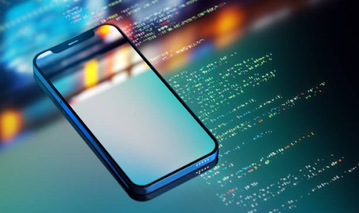 Smartphone displaying code, symbolizing different mobile app development types.